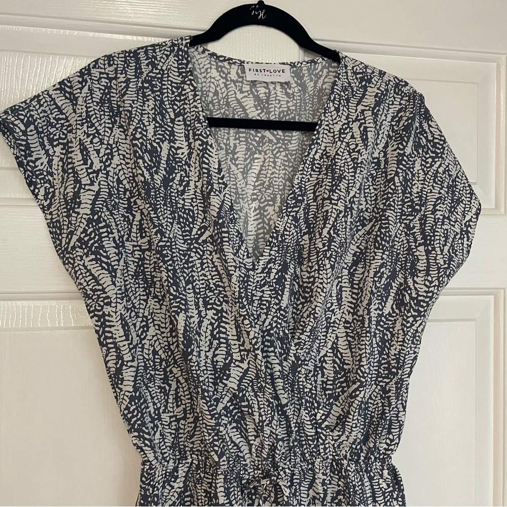 First Love By Lovelyn Jumpsuit Slate Blue and White - Picture 6 of 12